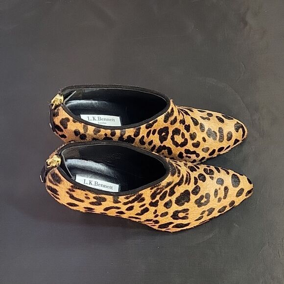 L.K.BENNETT"MIRIAM LEOPARD PRINT POINTED TOE WOMEN"S BACK ZIPPER CLOSURE BOOTIE - Picture 4 of 16